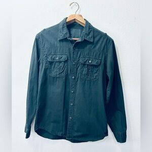 American Eagle Black Two-Pocket Button-Up Shirt